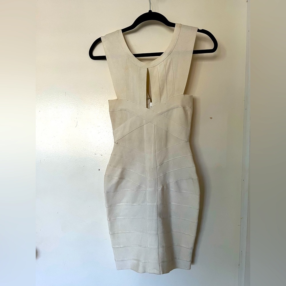 Herve Leger White Bandaid Mini Dress